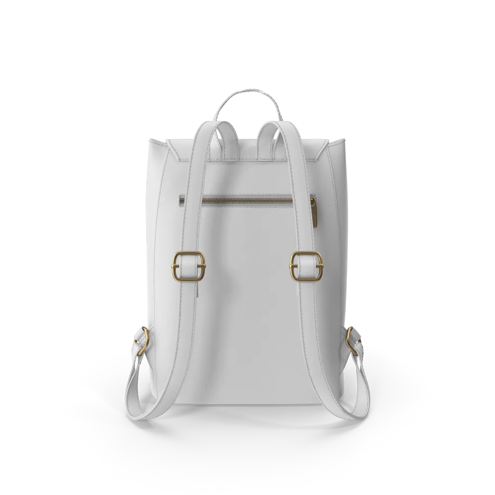 White Faux Leather Backpack 2