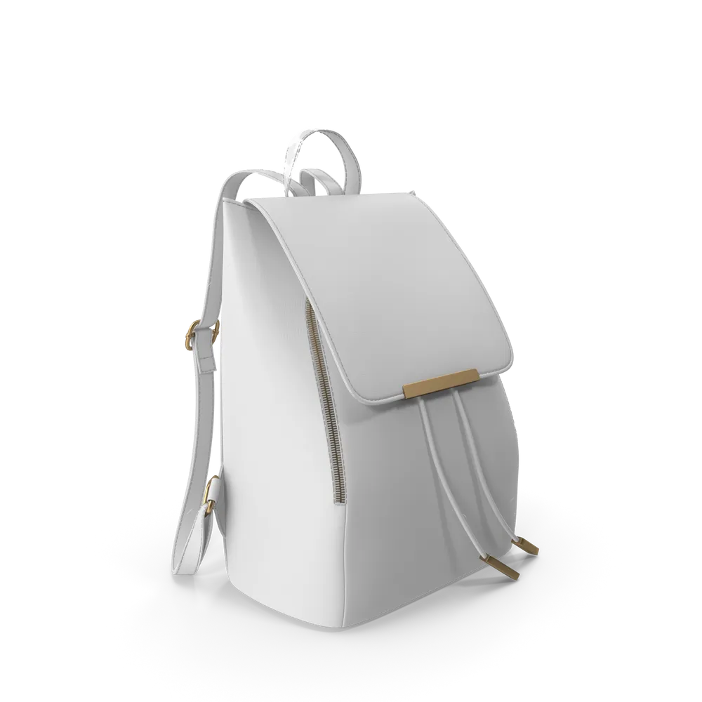 White Faux Leather Backpack 3